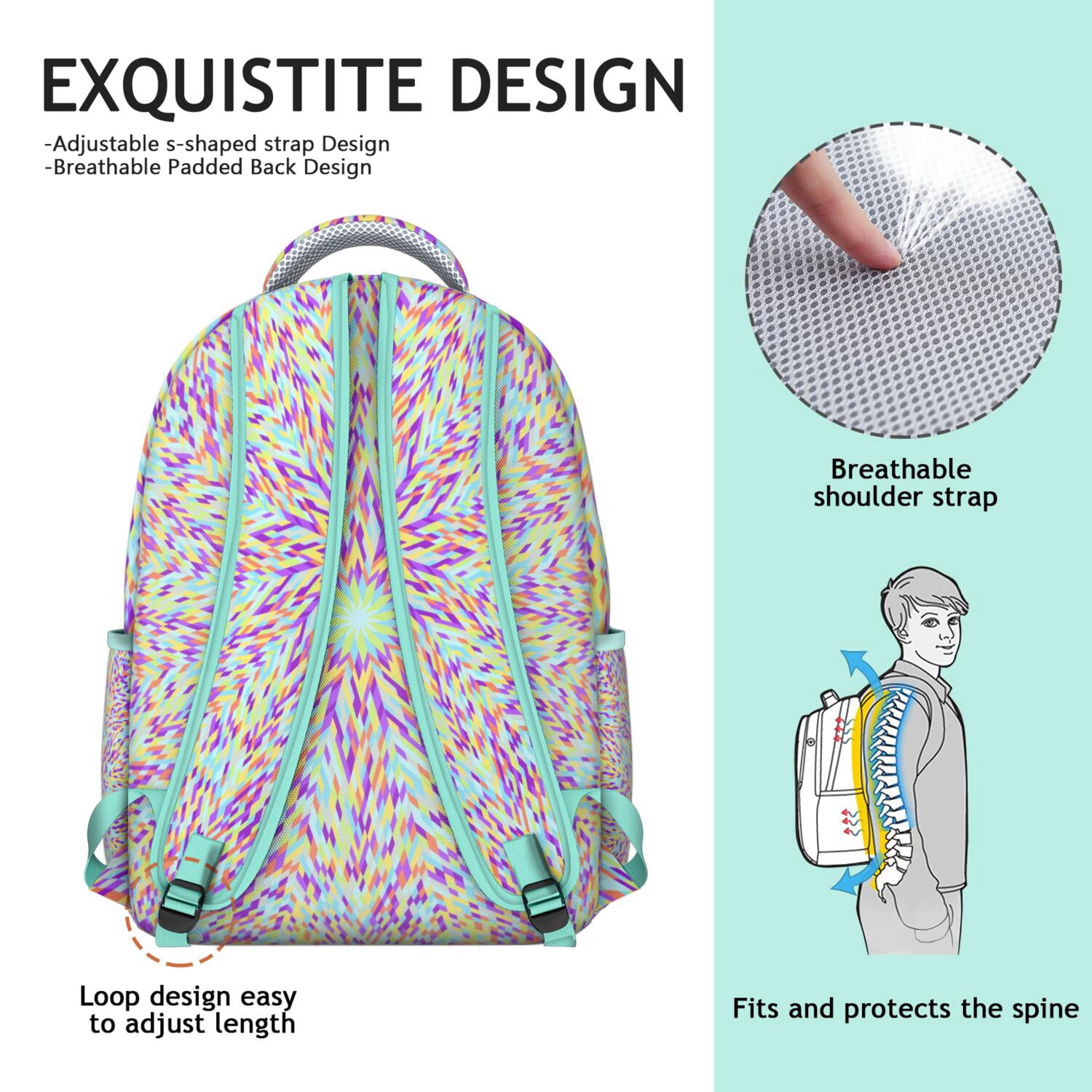 Refined Mantra Design Backpack - Luxury Feel School Bag, Premium Material Laptop Carrier Gift for Graduate Students