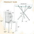 thumbnail image 5 of 5 Piece Round Dining Table Set for 4 with 36.6" Glass Top, Silver Metal Legs, White PU Leather Chairs, Modern Breakfast Table Set for 4, Dining Room Table Set, Table and Chairs for Kitchen, 5 of 6