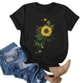 thumbnail image 4 of Womens Flower Print T Shirt Sunflower Graphic Short Sleeve Tees Crewneck Casual Shirts Summer Loose Fit Tops, 4 of 5