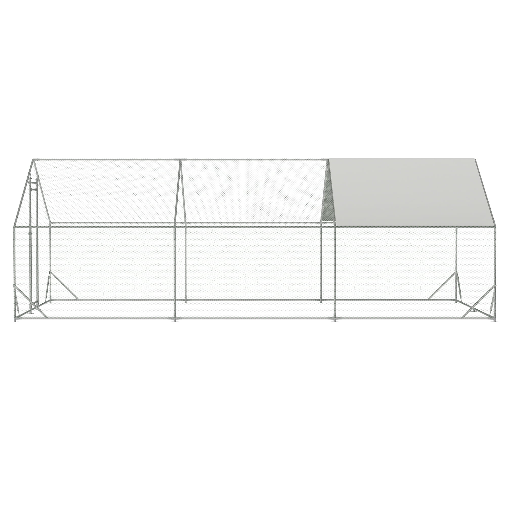 Pefilos 20' W Outdoor Large Chicken Coop, Walk-in Galvanized Mesh Chicken Run, Chicken Pen with Waterproof and Anti-UV Cover, Silver Pefilos 20' W Outdoor Large Chicken Coop, Walk-in Galvanized Mesh Chicken Run, Chicken Pen with Waterproof and Anti-UV Cover, Silver