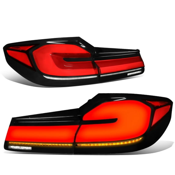 DNA Motoring TL-LED-3D-G3018-RD For 2017-2020 BMW 530i 540i M5 G30 LED Sequential Chasing Turn Signal Brake Tail Lights