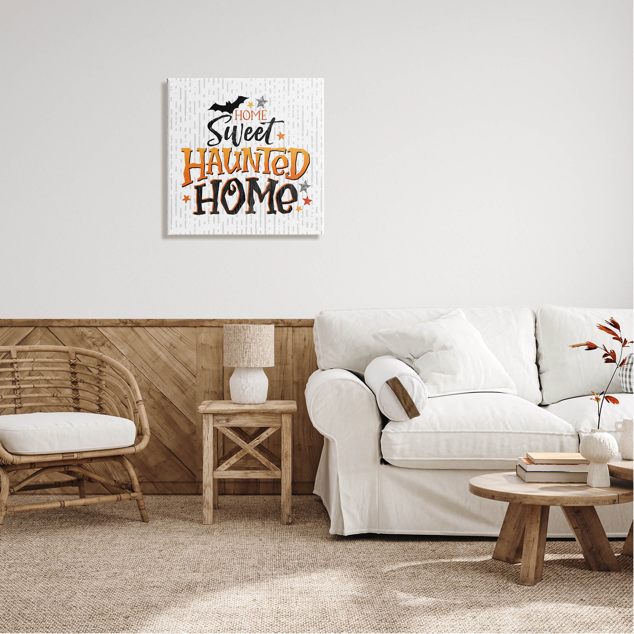 Sweet Haunted Home Patterned Holiday Graphic Art Gallery Wrapped Canvas Print Wall Art
