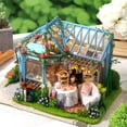 thumbnail image 5 of DIY Miniature Rose Garden Tea House Dollhouse Kit, 3D Wooden Building Model with LED Lights, Creative Craft Gift for Adults & Teens, 5 of 8