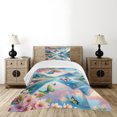 thumbnail image 4 of Ambesonne Lake Quilted Bedspread Set 2 Pcs, Butterflies Cherry Blossoms, Twin Size, Pink Sky Blue Green, 4 of 5