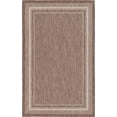 thumbnail image 1 of Unique Loom Outdoor Collection Transitional Indoor & Outdoor Casual Solid Tonal Border Area Rug, 5 x 8 Feet, Brown/Beige, 1 of 2
