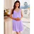 thumbnail image 5 of Ekouaer Women's Satin Silk Nightgown V Neck Sexy Nightdress Tank Sleeveless Sleepshirt Lace Sleep Dress Nightwear, 5 of 6