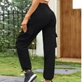 thumbnail image 4 of JXMVOJ Women's Fashion Loose Casual Wide Leg High Waist Pocket Overalls Cargo Pants ,Womens Leggings Tummy Control, 4 of 6