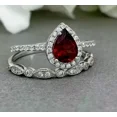 thumbnail image 5 of 2.40Ct Pear Cut Lab-Created Red Ruby Bridal Band Set Ring 14K White Gold Plated, 5 of 5
