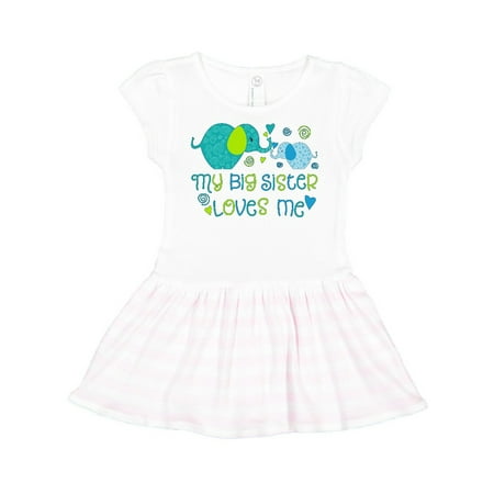 

Inktastic My Big Sister Loves Me- cute elephants Gift Toddler Girl Dress