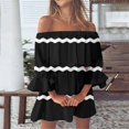 thumbnail image 1 of WILLBEST Vestidos para Mujer Verano Vestidos de Verano para Mujer Playa Sexy Hombros Descubiertos Túnica Casual Suelto Ajuste Manga Mini Vestido Floral Extra Grande, 1 of 3