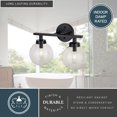 thumbnail image 6 of Lander 2 Light Matte Black Bathroom Vanity Wall Fixture with Clear Glass Globes, 6 of 13