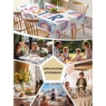 thumbnail image 5 of Boho Colorful Rainbow Table Cloth, Waterproof Tablecloth for Rectangle Tables, Cartons Rainbows BIG SISTER Text Reusable Washable Fabric Table Cover for Restaurant Kitchen Dining Tables 54"x108", 5 of 9