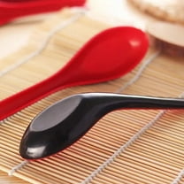 Asian Soup Spoons, Asian Chinese Soup Spoons, Japanese Korean Miso Soup Spoons, Chinese Japanese Miso Ramen Wonton Dumpling Pho Rice Noodle Soba Soup Spoons, Hook Style, Red ＆ Black,Red,6.29"