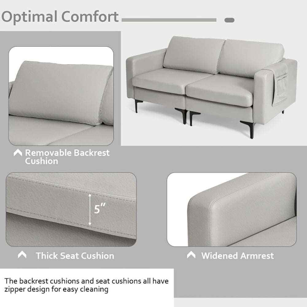 Finihen Loveseat Sofa, Modern Loveseat Sofa Couch with Side Storage Pocket, for Living Room, Bedroom, Light Gray Finihen Loveseat Sofa, Modern Loveseat Sofa Couch with Side Storage Pocket, for Living Room, Bedroom, Light Gray