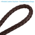 thumbnail image 4 of Braided Leather Keychain with Stainless Steel Key Ring Sleeve, PU Woven Wristlet Lanyard, Dark Brown, 4 of 5