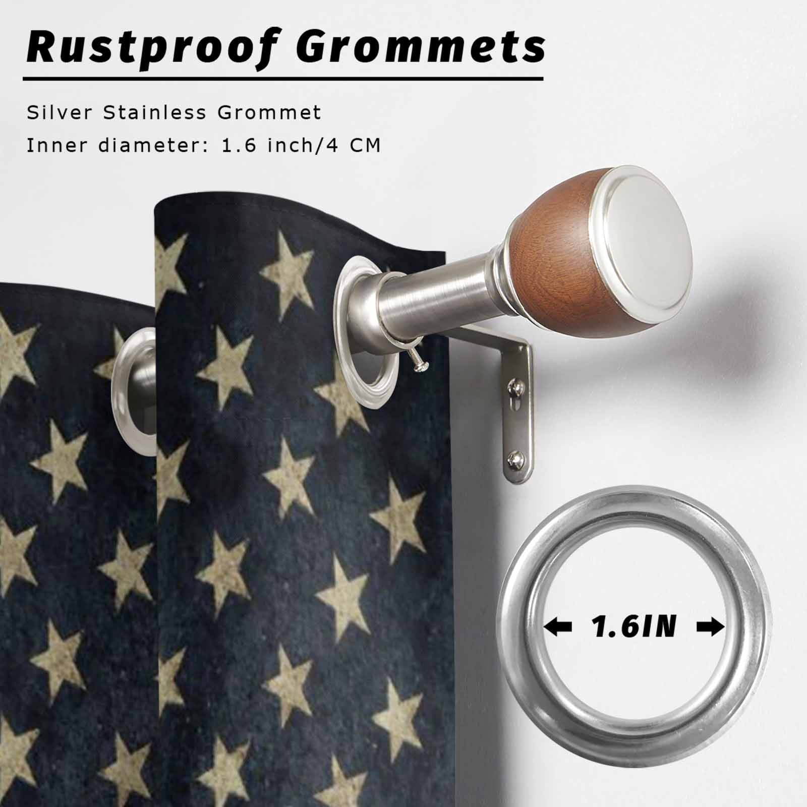 Vintage U.S. Flag Outdoor Curtains for Patio, Red White Striped Star Independence Day Sunshade Privacy Drapes Grommet Waterproof Outside Curtains for Porch/Cabana/Balcony 54"x 108", 1 Panel