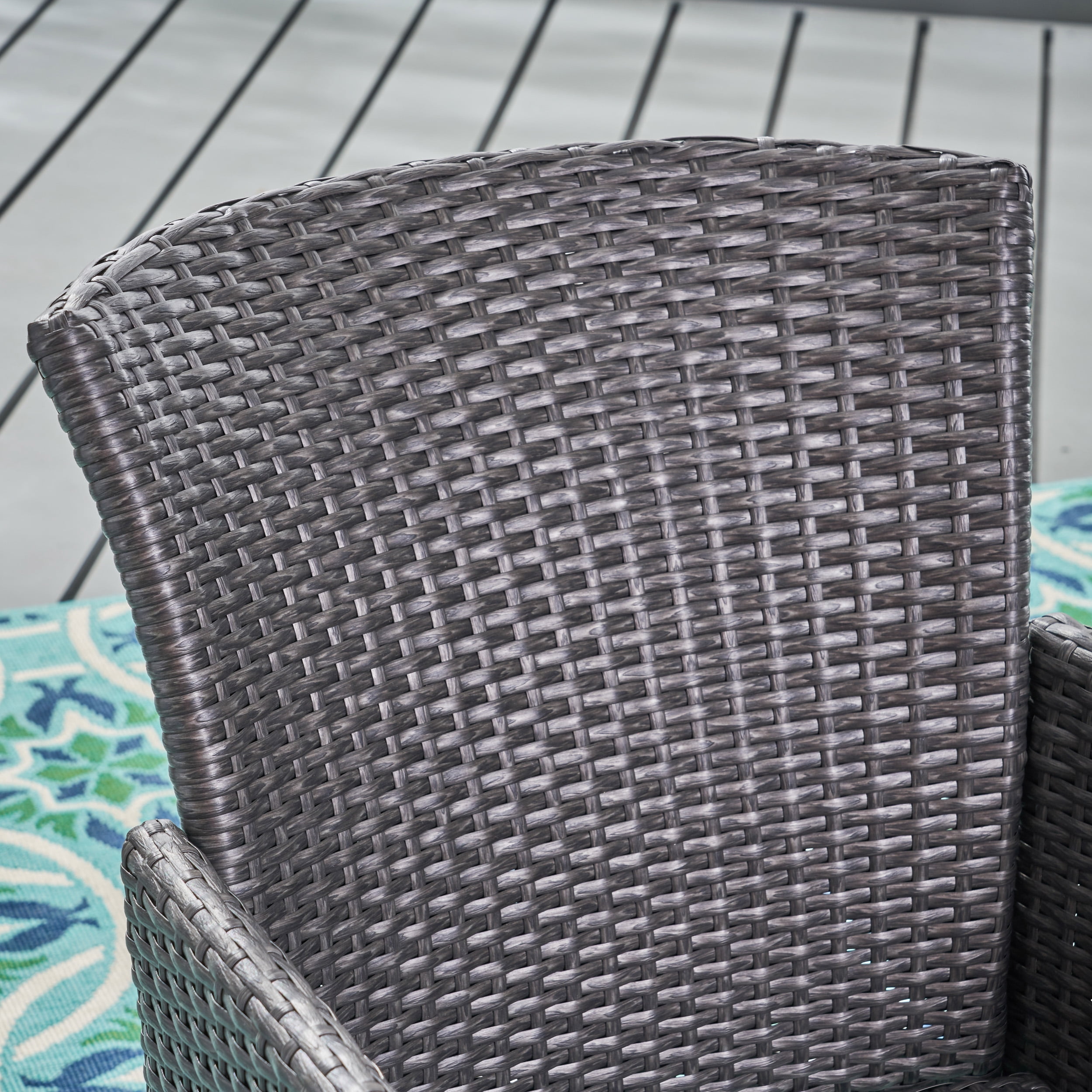 Mara Outdoor 5 Piece Wicker Dining Set, Grey
