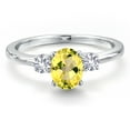 thumbnail image 3 of Gem Stone King 14K White Gold Canary Mystic Topaz and White Created Sapphire Engagement Ring for Women | 1.06 Cttw | Oval 7X5MM | Gemstone November Birthstone | Size 6, 3 of 6