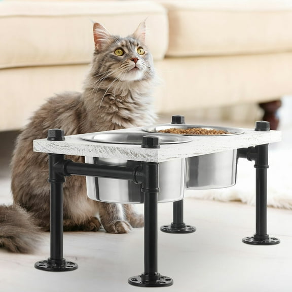 Elevated Raised Dog Pet Feeder Double Bowl Food Water Stand Tray Stainless Steel