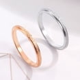 thumbnail image 2 of Womens Korean Style Titanium Steel Ring, Ultra-Fine 2MM Frosted Geometric Couple Rings, Rose Gold, 2 of 7