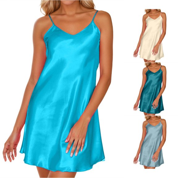 LIIPEE Womens Summer Nightgown Casual V Neck Camisole Sleep Dress Ladies Lightweight Breathable Sleepwear