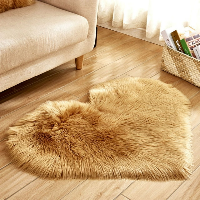 ZZkhGO Faux Sheepskin Area Rug, Wool Imitation Non Slip Carpet Mat, Soft Plush Bedroom Floor Rug for Home Decor