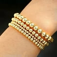 thumbnail image 5 of HOOUN 14K Real Gold Plated Bead Bracelets 4 5 6 8MM Stacking Bracelets Jewelry Gifts-8mm*2, 5 of 9