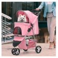 thumbnail image 3 of WDZS 3-Wheel Pet Stroller, Foldable Travel Jogger for Small & Medium Dogs & Cats (Up to 33lbs), Lightweight Carrier with Breathable Mesh Cover, Cup Holder & Storage Basket, Pink, 3 of 9