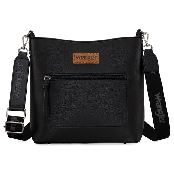 Wrangler Crossbody Bags for Women Lightweight Handbags and Purses Travel Shoulder Purse, Black