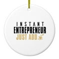 thumbnail image 1 of DistinctInk Hanging Ceramic Christmass Tree Ornament with Gold String - Great Gift / Present - 2 3/4 inch diameter - Instant Entrepreneur Just Add Coffee, 1 of 2