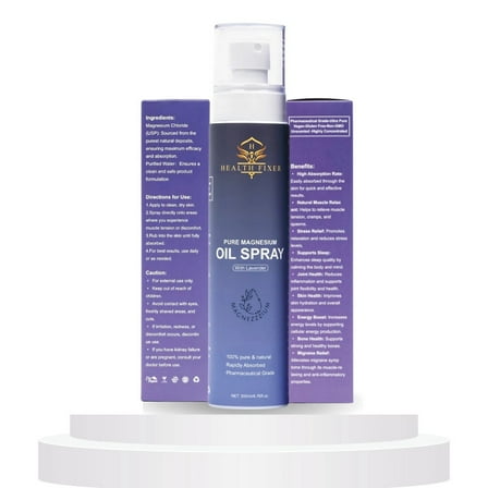 Pure Magnesium-Oil Spray for Leg-Cramps, Flavor Lavender, Muscle Joint-Health 8 fl oz (237 ml)