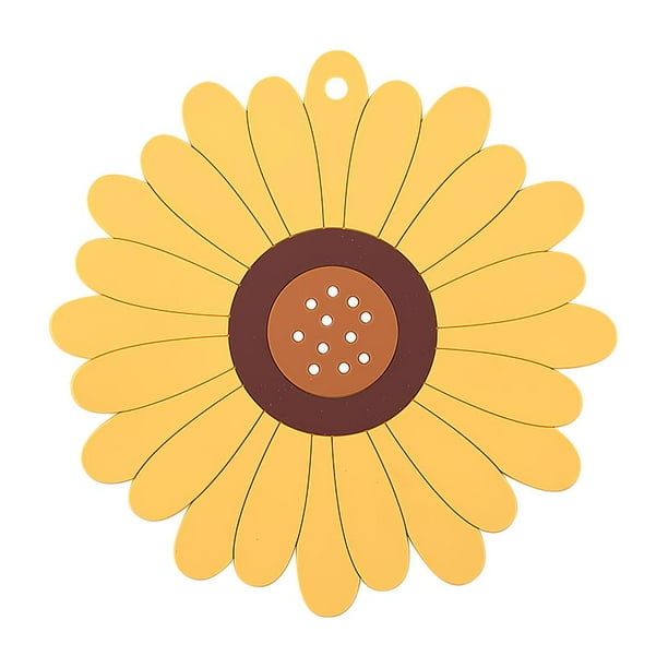 Inteprter Posavasos de corcho Salvamanteles de girasol Copa de PVC / Soporte para maceta Posavasos colgantes Almohadilla aislante Evitar marcas quemadas Mostrada Numero 3 Inteprter HA027528-03