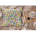 thumbnail image 2 of ABC Fluffy Throw Pillow Cushion Cover, Funny Letters in Lively Colors Cartoon Style ABC Alphabet on Polka Dots Backdrop, Decorative Square Accent Pillow Case, 26" x 26", Multicolor, by Ambesonne, 2 of 5