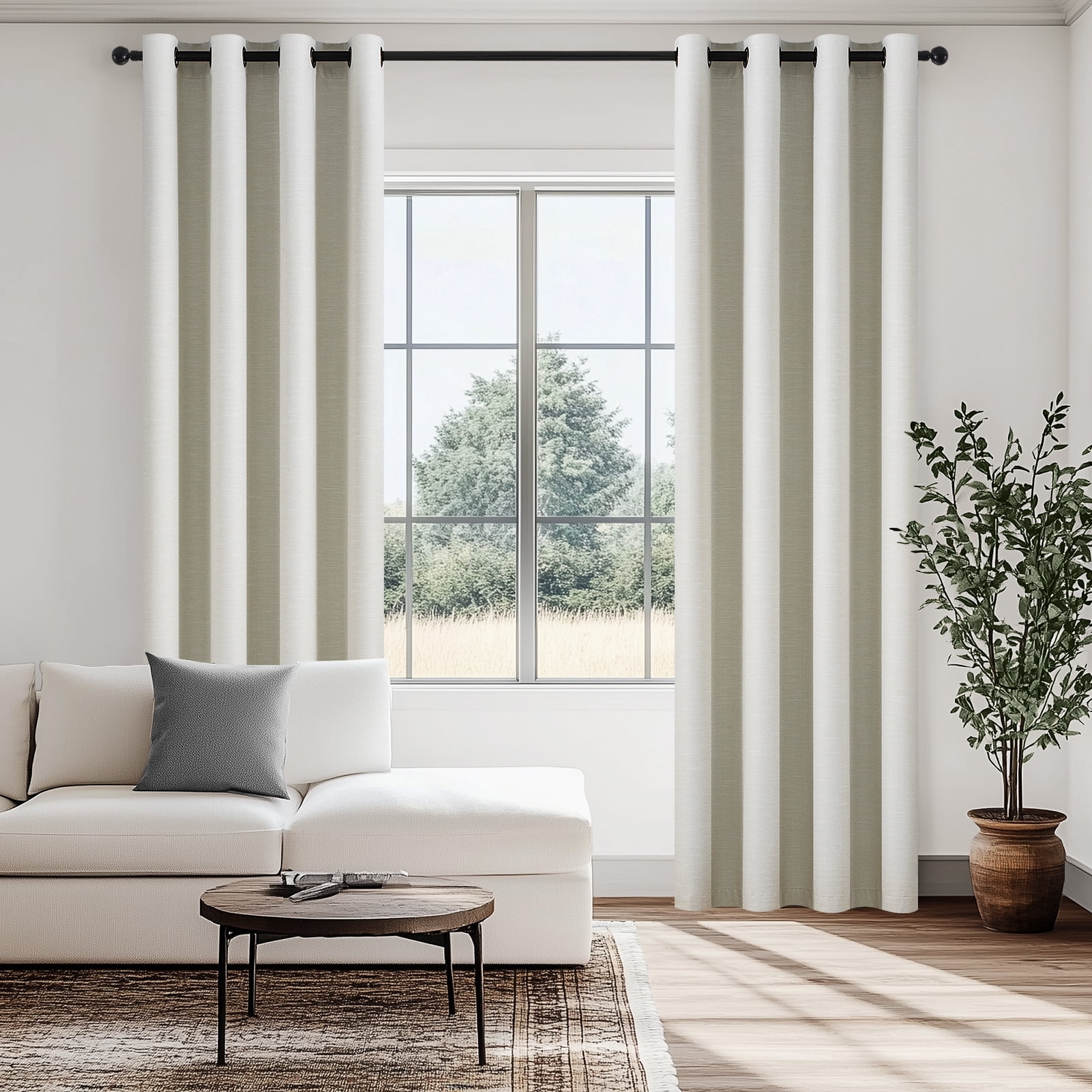 Top Finel Grommet Top Blackout Curtains, Birch, 52" x 108", 2 Panels