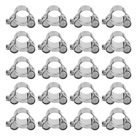 

20Pcs Hose Clamp Stainless Steel Corrosion Resistance Mini Hose Tube Clip for Motor Vehicle Petrochemical Pharmaceutical20-22mm