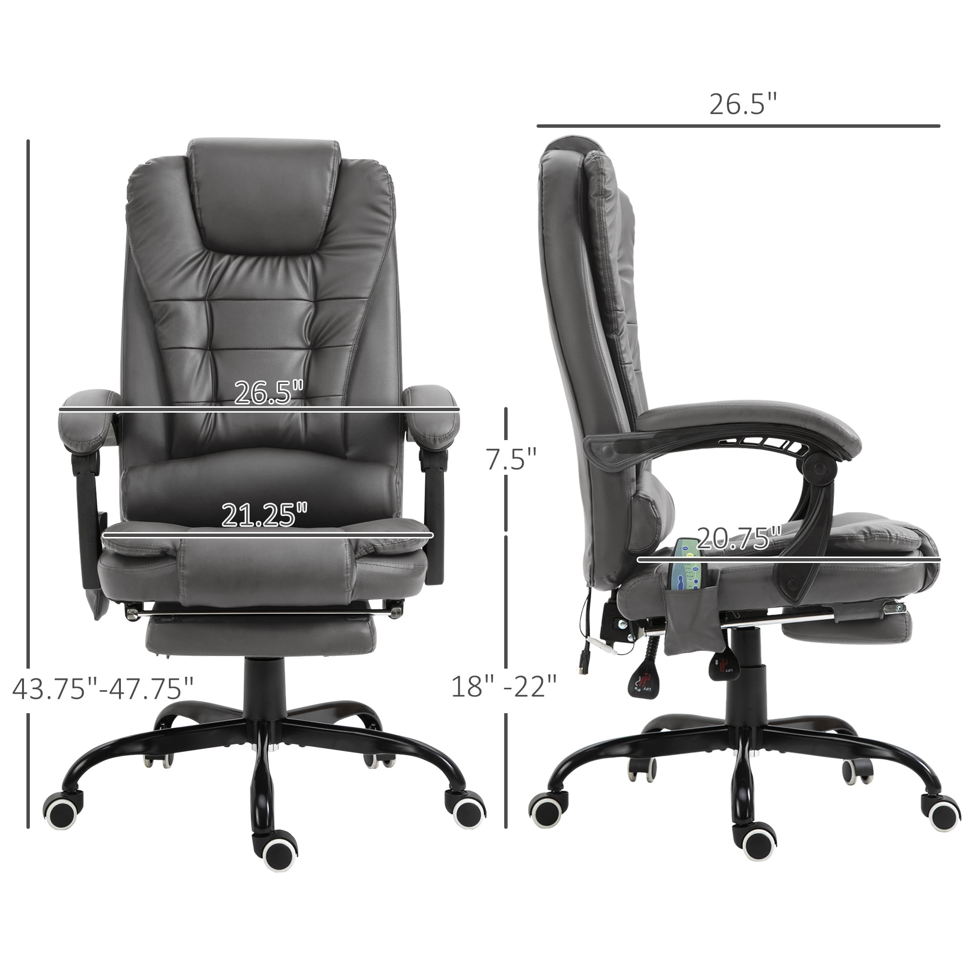 Vinsetto 7-Point Vibrating Massage Office Chair with High Back Gray