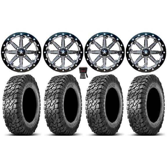 MSA Lok 15" Wheels Gunmetal 32" Predator Tires Can-Am Commander Maverick Renegade Outlander Defender