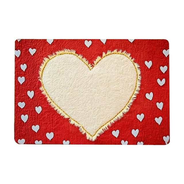 Specollect 2 Pcs Valentines Day Non Slip Kitchen Mat Absorbent Washable Floor Rug for Entryway Bathroom Door Dirt Proof Polyester Carpet 40×60cm