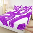thumbnail image 5 of Castle Fairy Watercolor Brush Ring Bed Sheets 4-Piece,Abstract Curved Stroke Full Size Sheets,Purple White,1 Flat Sheet, 1 Fitted Sheet and 2 Pillowcases, 5 of 7