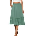 thumbnail image 6 of Aofany Women Plus Size Long Midi Skirts Elastic High Waist A Line Ruffle Swing Beach Midi Skirt, 6 of 8