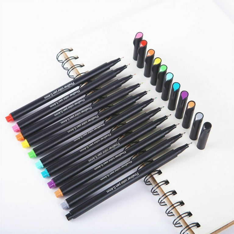 QISIWOLE 12 Colors Fineliner Color Pen Set,Felt Tip Pens,Colored
