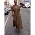 thumbnail image 6 of Brown-2 V-Neck Wrap Maxi Dress With Tie Waist And Kimono Sleeves, 6 of 9