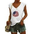 thumbnail image 2 of Usmisi 4th of July Tank Tops Breathable Loose Fit Patriotic Independence Day Shirts Vest Womens Fashion Sunflower Print V-Neck Sleeveless Summer Blouses White s, 2 of 4