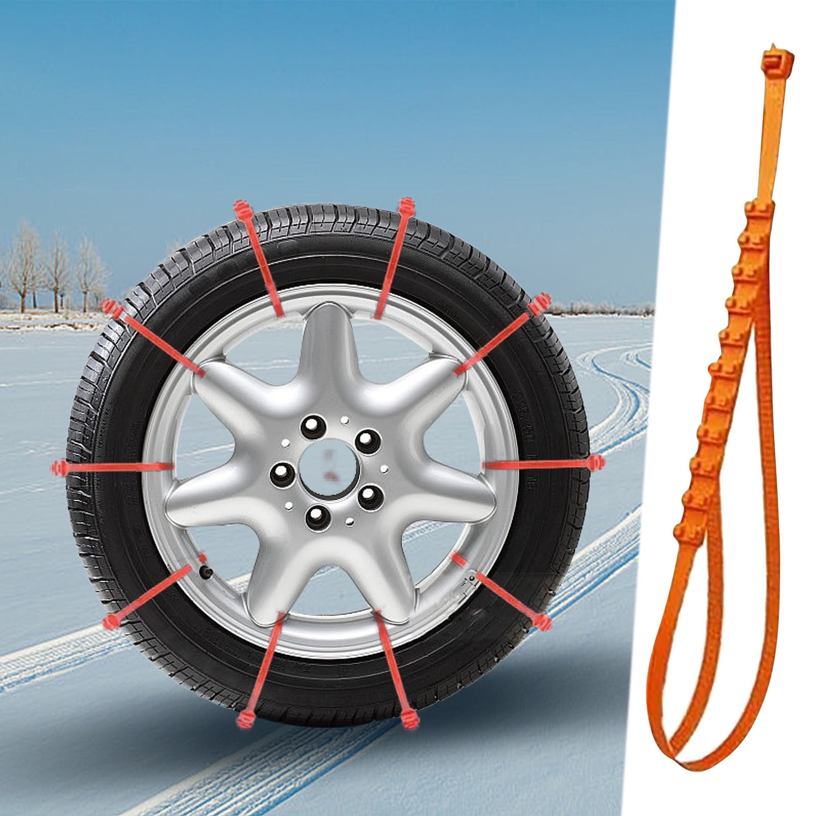 Lot De 20 Ceintures Antidérapantes Pour Pneus - Orange, 91 Cm, Pour Neige, Boue, Glace - 6