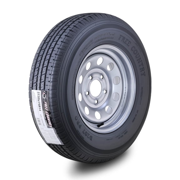 Free Country Wheel Assembly ST205/75R14 8-Ply D 105N 5 Lug on 4.5" PCD Silver Mod Rim Trailer Tire