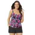 thumbnail image 1 of Swimsuits For All Women's Plus Size Flared Tankini Set With Cargo Short, 1 of 5