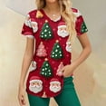 thumbnail image 5 of Garbnen Christmas Scrub Top Funny Xmas Printed V Neck Short Sleeve Fall Scrub Tops Nurse Uniforms with Pocket S-5XL, 5 of 5