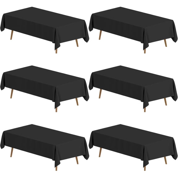6 Pack Tablecloth, 60 x 102 Inch Polyester Table Cloth,Black Tablecloth,Washable Fabric Table Covers,Rectangle Tablecloths for Wedding, Party, Banquet, DiningTable