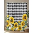 thumbnail image 4 of Shower Curtain Sunflower Bathroom Curtains with Hooks, Waterproof Fabric Floral Black Buffalo Plaid Bath Shower Curtains Set for Bathroom Bathtubs Decor 72x72 Inch, 4 of 8