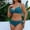 Light Blue, variant on Women's Solid Color Backless Strap Bikini Swimsuit with Removable Padded Bras Nylon Spandex High Cut Retro Bathing Suit for Pool Beach Vacation